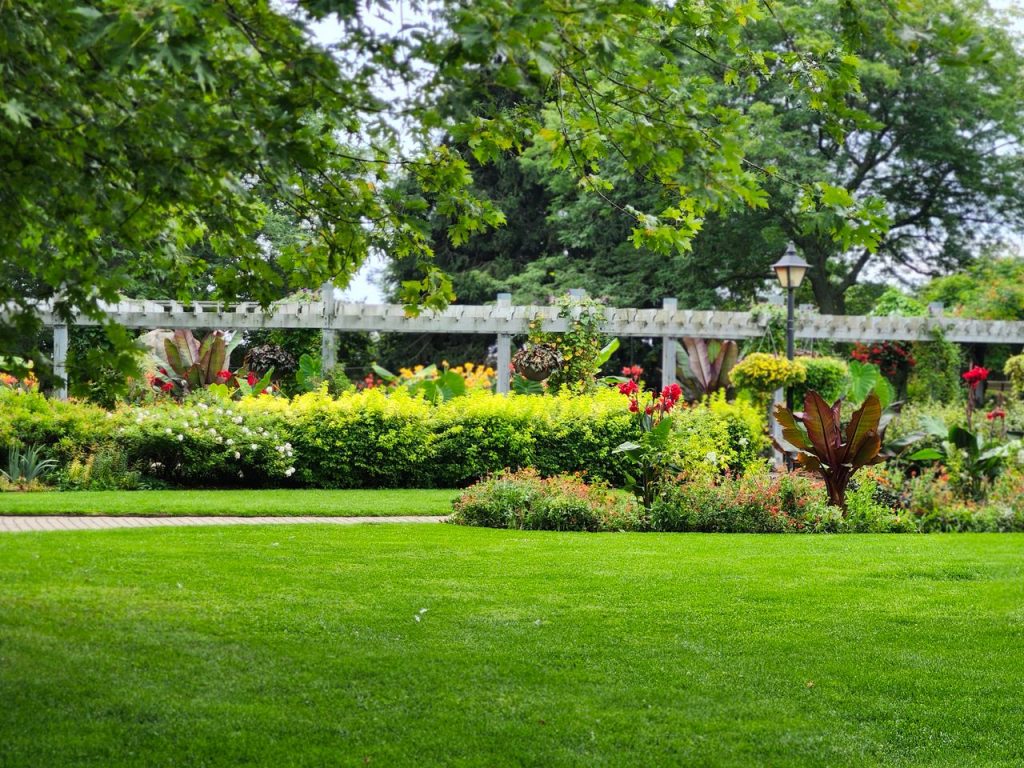 Entretien de jardins Fontenay le Comte Charming summer garden with vibrant flowers and lush greenery in Toronto.
